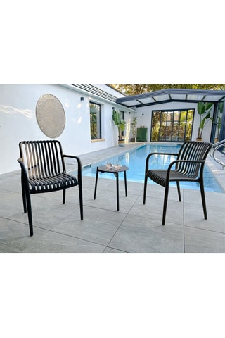2 fauteuils de jardin empilables Tiago - Noir