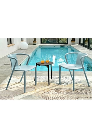2 fauteuils de jardin empilables Diego - Bleu azur
