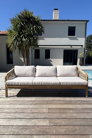 Salon de jardin Serena - Beige - 7 places