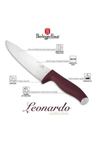 6 cuchillos de acero inoxidable con tabla de bambú Leonardo Collection