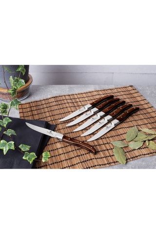 5 cuchillos chuleteros de acero inoxidable y madera de rosa Laguiole by Berlinger Haus - 12,5 cm