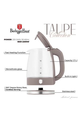Hervidor de acero inoxidable Taupe - 1,7 l - 1850-2200 W