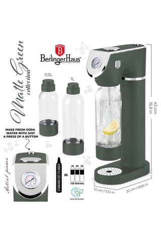Máquina de agua con gas de acero inoxidable Matte Green - 1 l