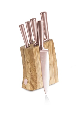 Cuchillos de acero inoxidable y soporte de bambú Black Rose - 6 piezas
