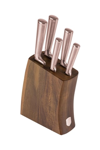 Cuchillos de acero inoxidable y soporte de bambú Black Rose - 6 piezas