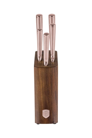 Cuchillos de acero inoxidable y soporte de bambú Black Rose - 6 piezas