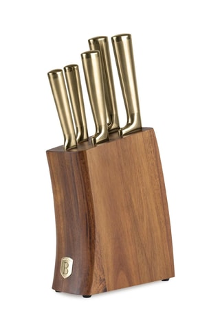 Cuchillos de acero inoxidable con soporte de bambú Sahara - 6 piezas