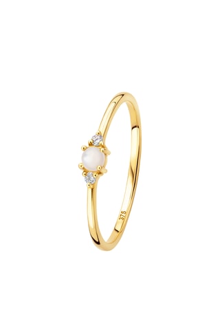 Anillo - Oro amarillo, diamantes y nácar