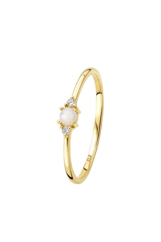 Anillo - Oro amarillo, diamantes y nácar