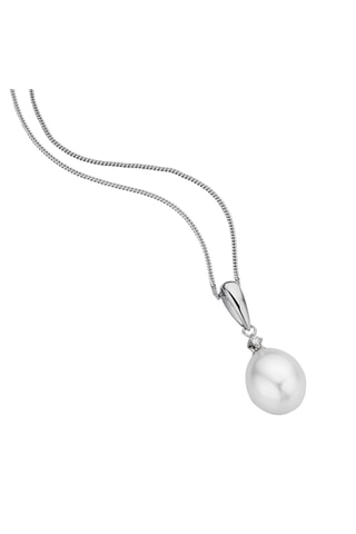 Collar - Oro blanco, diamante y perla cultivada de agua dulce