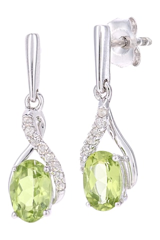 Pendientes - Oro blanco, diamantes y peridotos