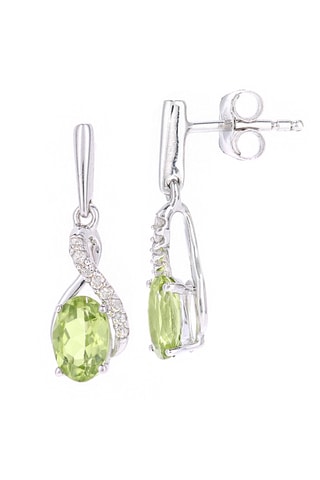 Pendientes - Oro blanco, diamantes y peridotos