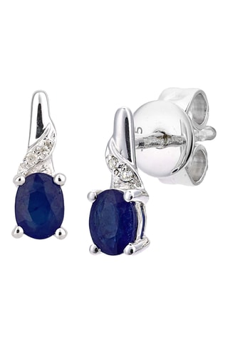 Pendientes - Oro blanco, diamantes y zafiro