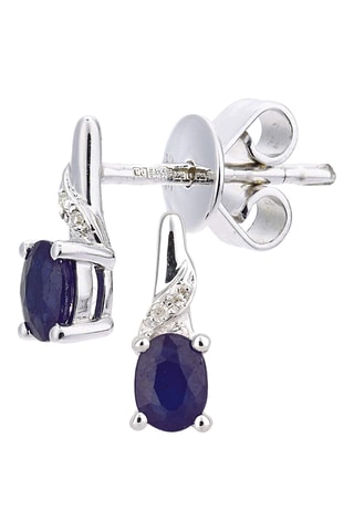 Pendientes - Oro blanco, diamantes y zafiro