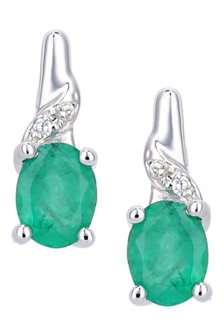 Pendientes - Oro blanco, diamantes y esmeraldas