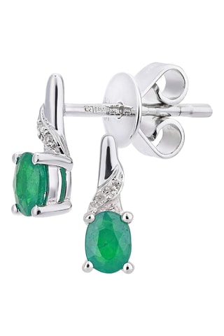 Pendientes - Oro blanco, diamantes y esmeraldas