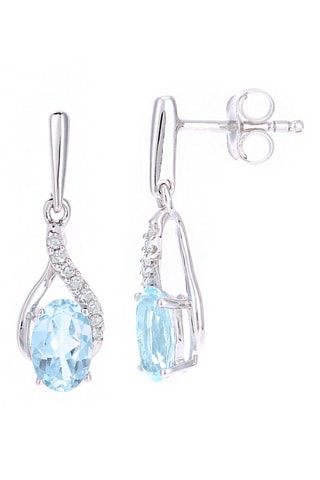 Pendientes Oro blanco, topacios y diamantes