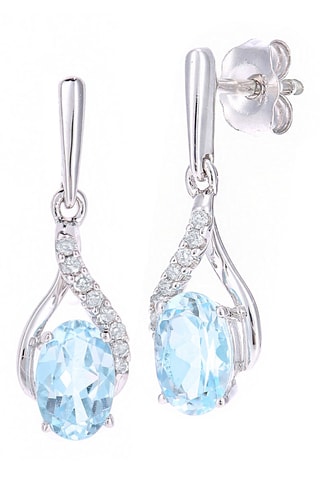 Pendientes Oro blanco, topacios y diamantes