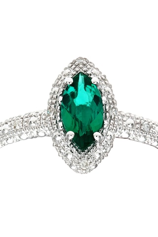 Anillo - Oro blanco, diamantes y esmeralda