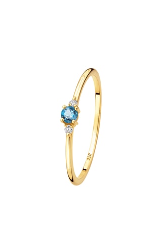 Anillo - Oro amarillo, diamantes y topacio