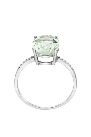 Anillo Oro blanco, diamantes y amatista