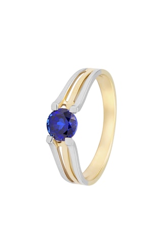 Anillo - Oro amarillo, oro blanco y zafiro