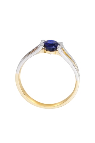 Anillo - Oro amarillo, oro blanco y zafiro