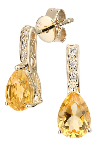 Pendientes - Oro amarillo, diamantes y citrinos