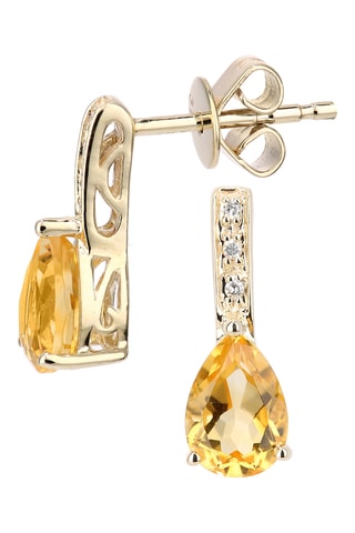 Pendientes - Oro amarillo, diamantes y citrinos