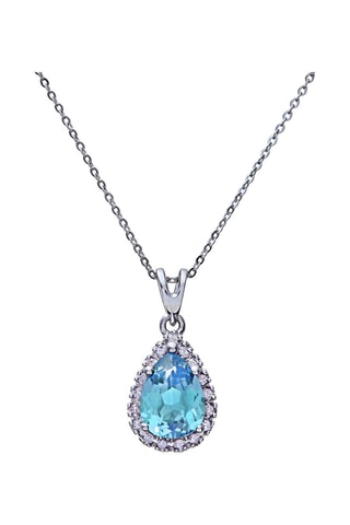 Colgante Oro blanco, diamantes y topacio