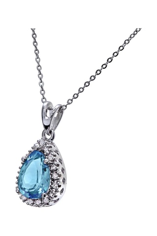Colgante Oro blanco, diamantes y topacio