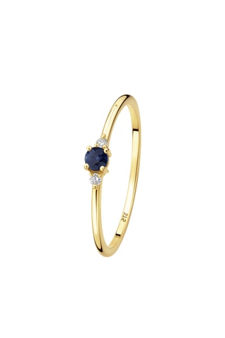 Anillo - Oro amarillo, diamantes y zafiro