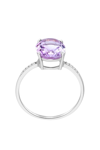 Anillo Oro blanco, amatista y diamantes