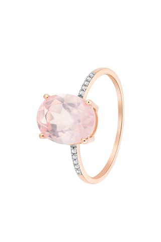 Anillo Oro rosa, cuarzo y diamantes