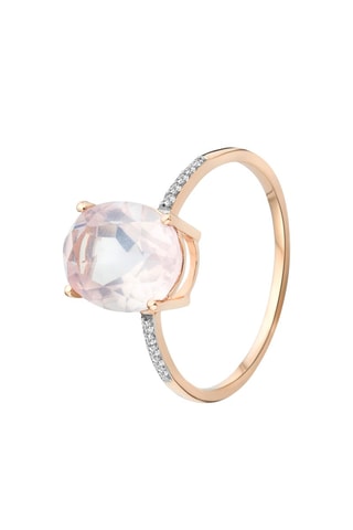 Anillo Oro rosa, cuarzo y diamantes