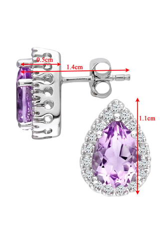 Pendientes Oro blanco, diamantes y amatistas