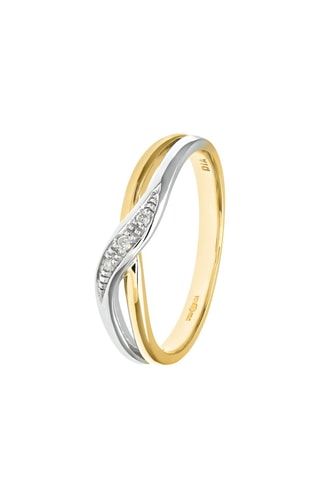 Anillo Oro amarillo, oro blanco y diamantes