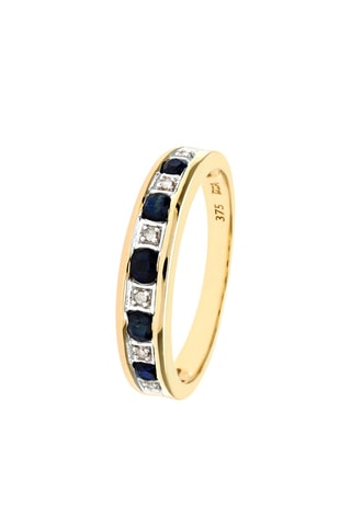 Anillo Oro amarillo, diamantes y zafiro