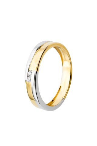 Anillo - Oro amarillo, oro blanco y diamantes