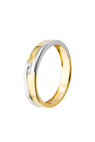 Anillo - Oro amarillo, oro blanco y diamantes