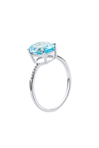 Anillo Oro blanco, diamantes y topacio
