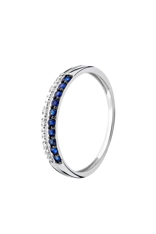 Anillo Oro blanco, zafiros y diamantes