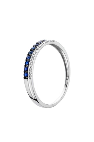 Anillo Oro blanco, zafiros y diamantes
