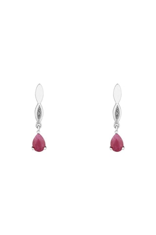 Oorbellen Syr-Daria - Witgoud, Diamanten en Robijnen