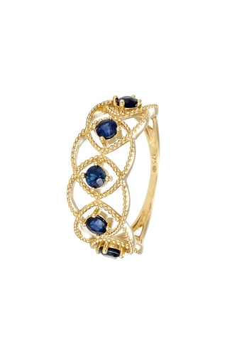 Bague Amoro - Geelgoud en Saffieren