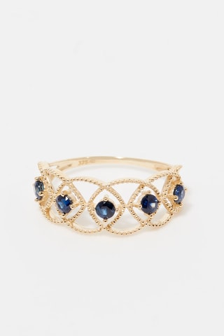 Bague Amoro - Geelgoud en Saffieren
