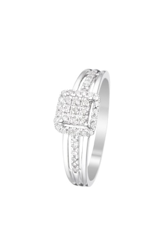 Bague Carré Lumineux - Witgoud en Diamanten