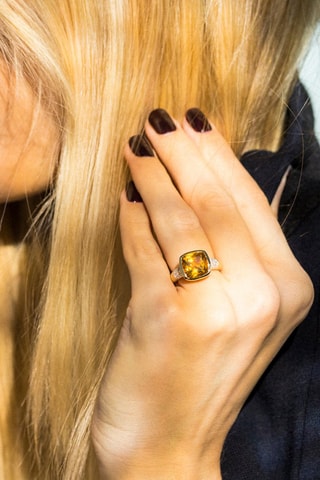 Bague Sucre d'Orge - Geelgoud, Diamanten en Citrien