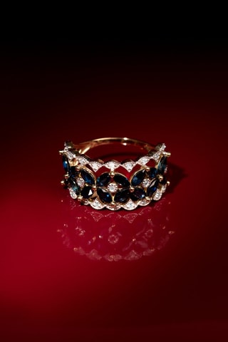 Bague Setar - Geelgoud, Saffieren en Diamanten