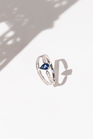 Bague Eugénie - Witgoud, Saffier en Diamanten